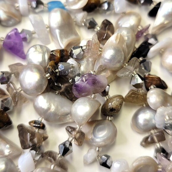 Multistrand Pearl Nugget Necklace Multistrand Pearl Necklace - Picture 7 of 14